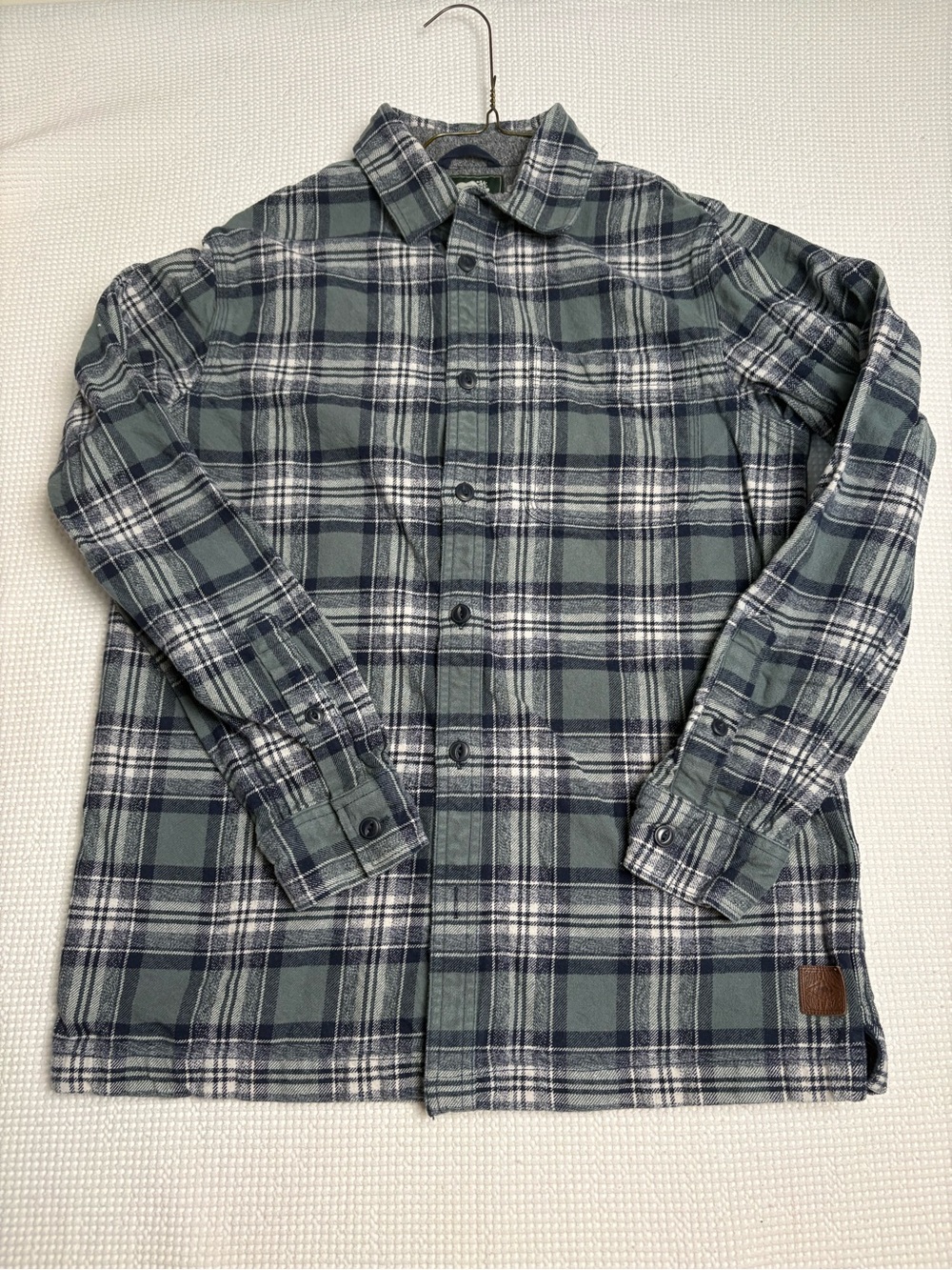 Men's Roots Green Plaid Button-Up Shirt Jacket